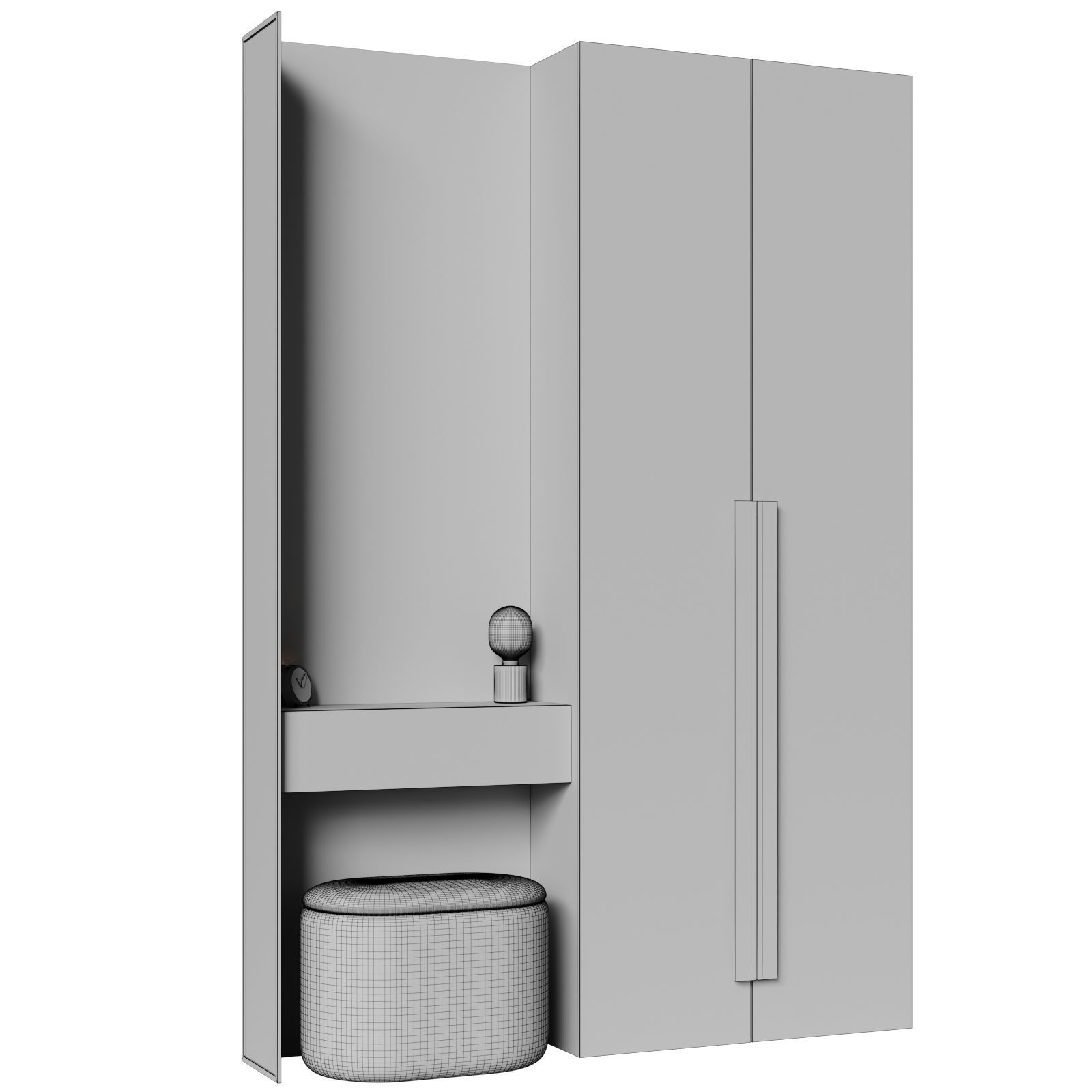 Hallway set 4 modern bathroom cabinet with mirror 3D model_3