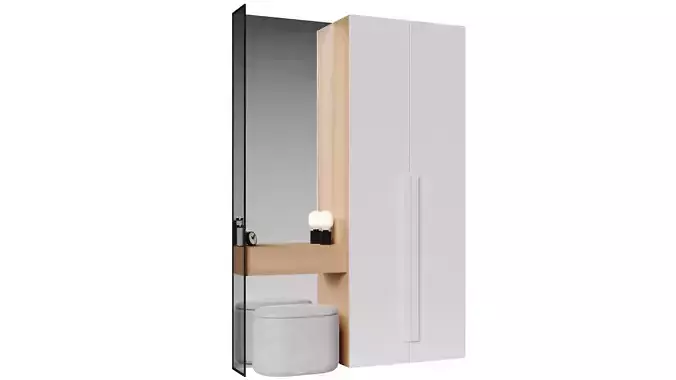 Hallway set 4 modern bathroom cabinet with mirror