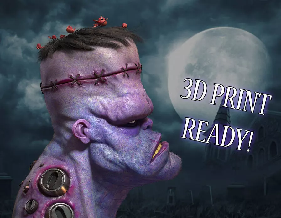 Frankenstein -Stylized Bust 3D print model_0