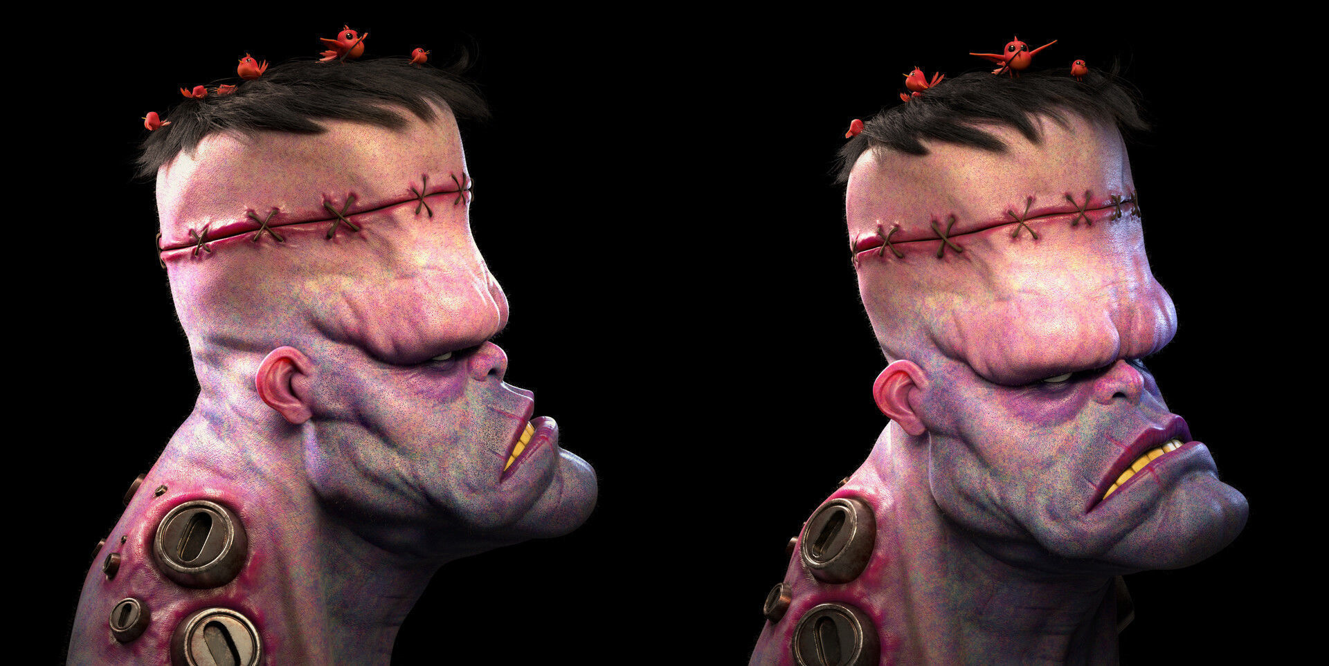 Frankenstein -Stylized Bust 3D print model_6
