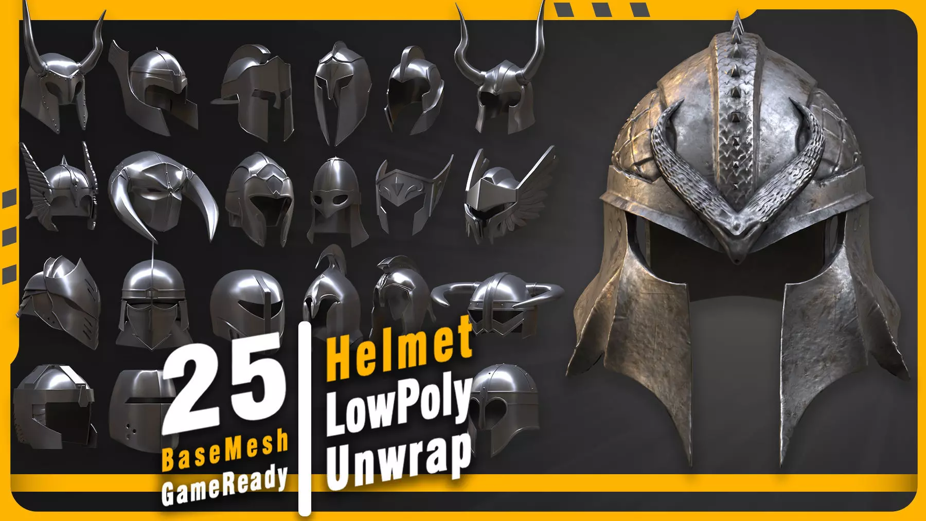 25 Helmet Basemesh Low-poly 3D model_0