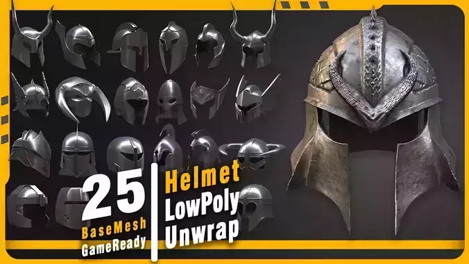 25 Helmet Basemesh Low-poly 3D model