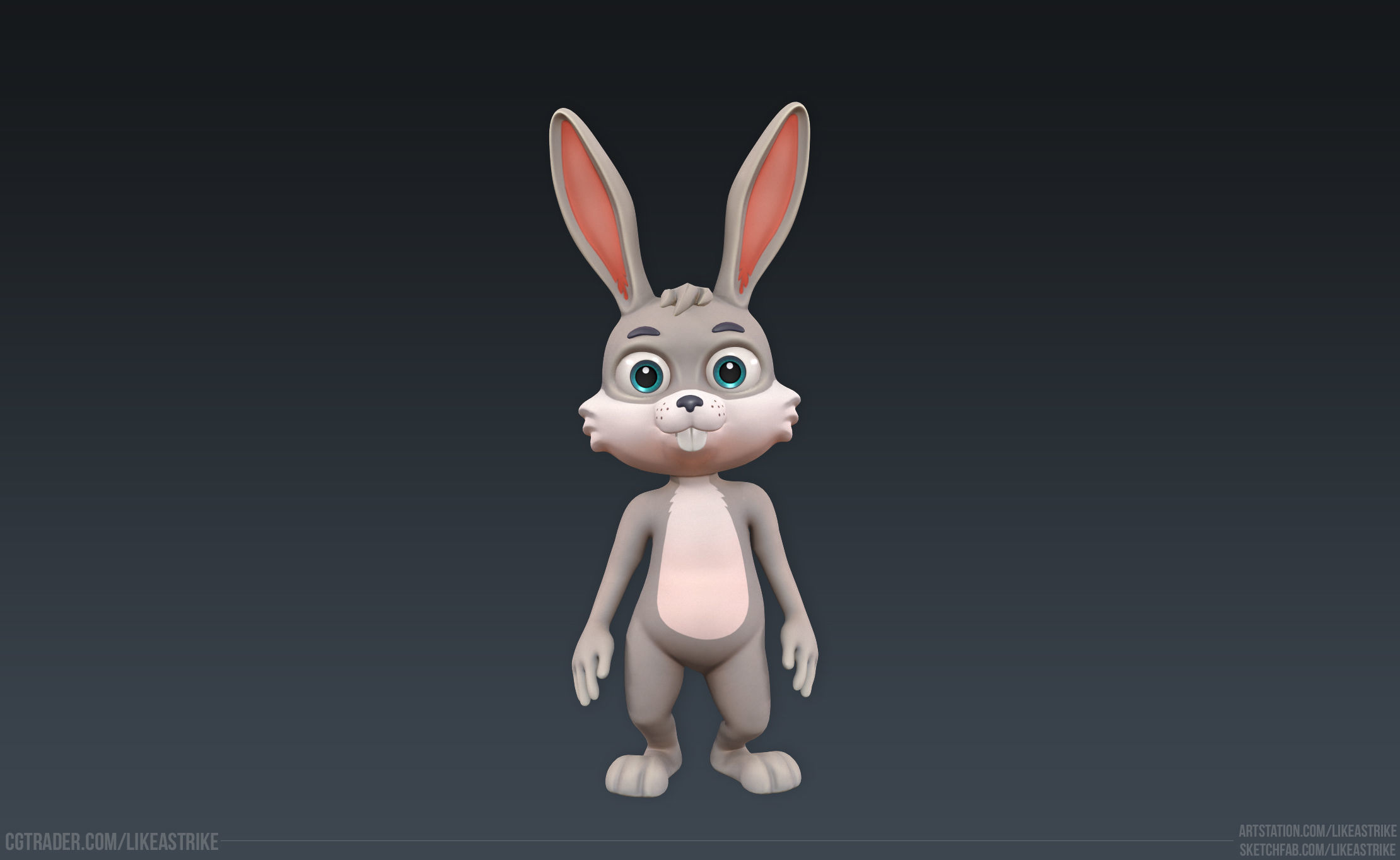 Bunny Modular  Rigged Animated Low-poly 3D model_16