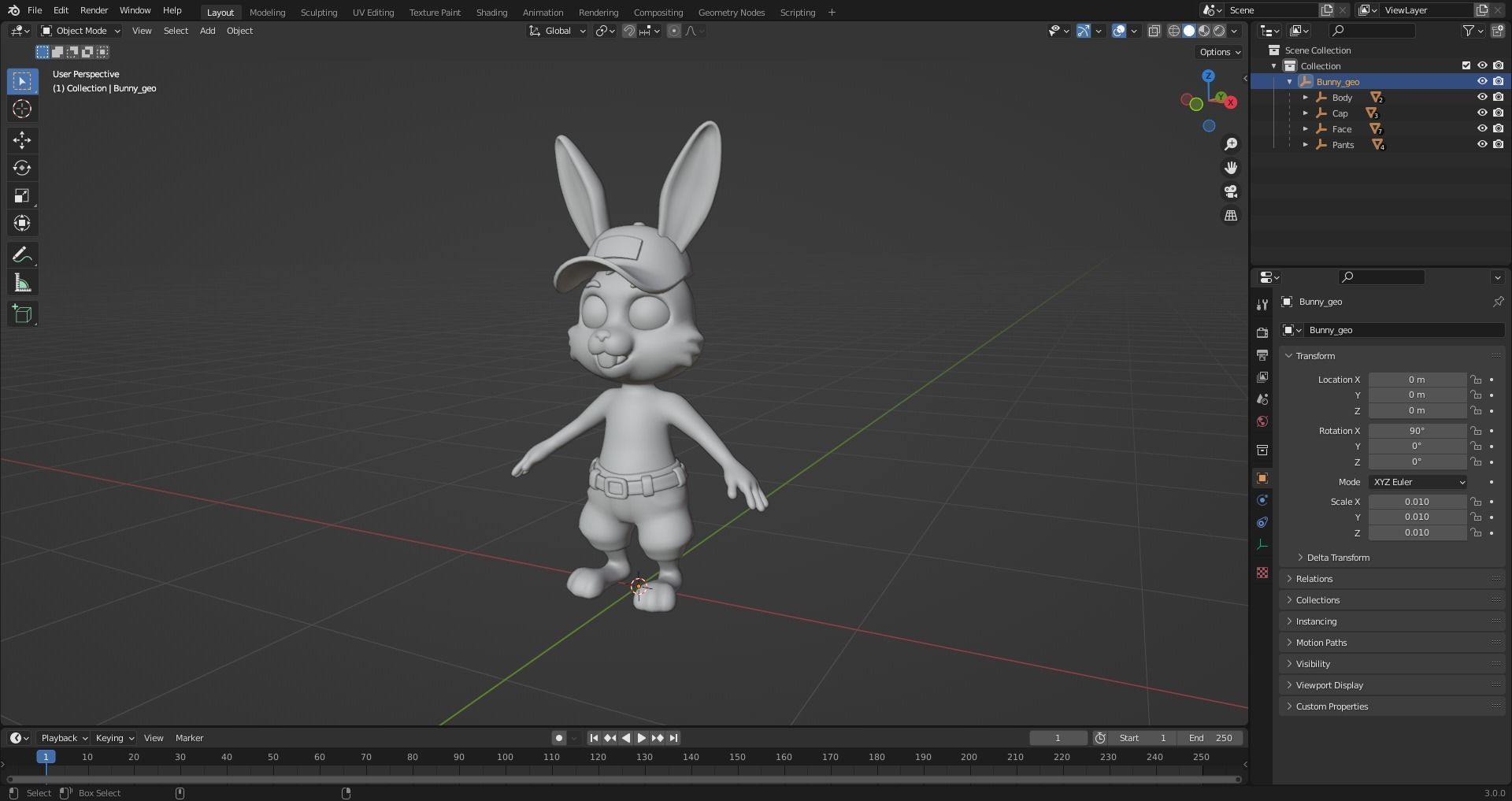 Bunny Modular  Rigged Animated Low-poly 3D model_14