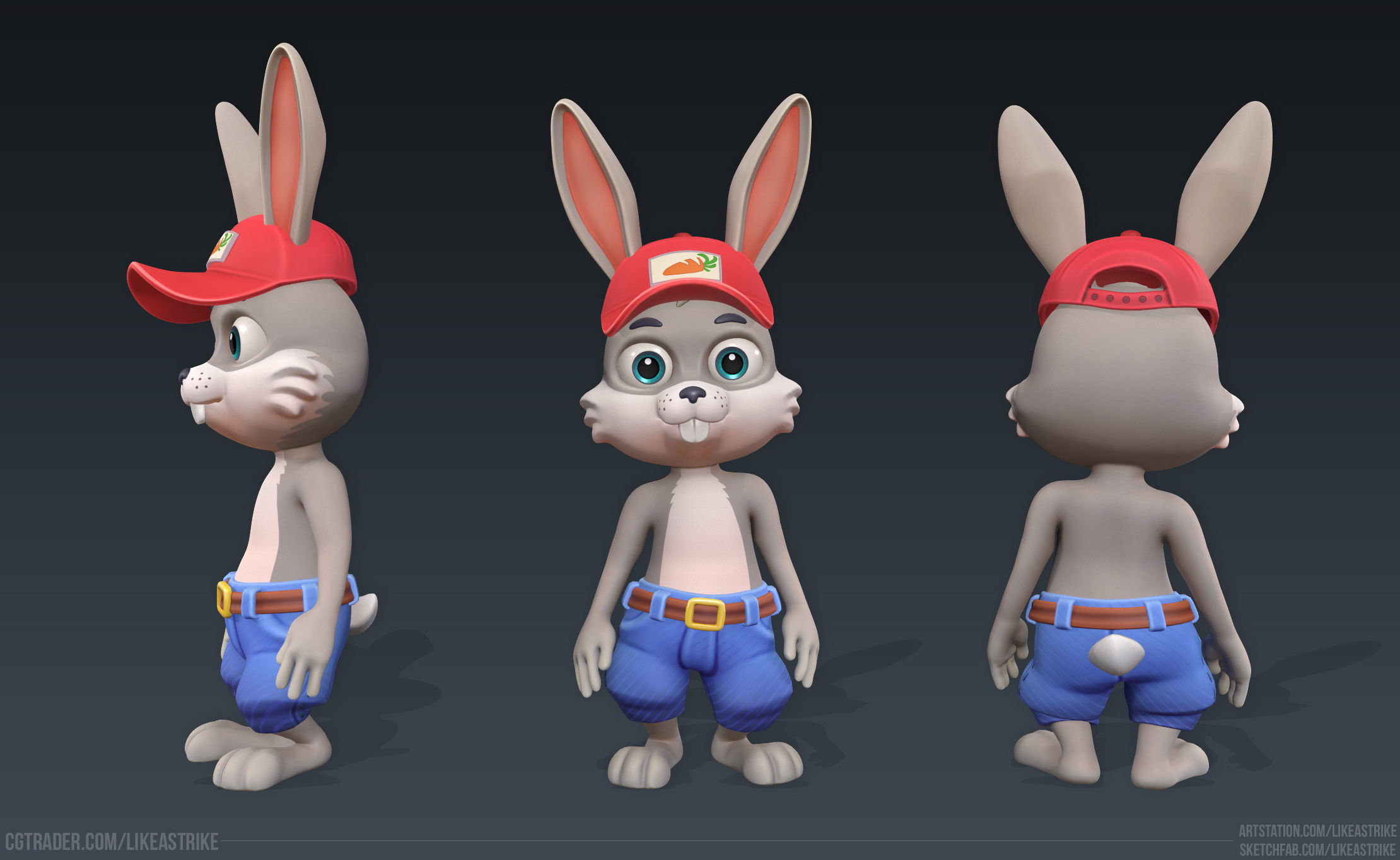Bunny Modular  Rigged Animated Low-poly 3D model_7