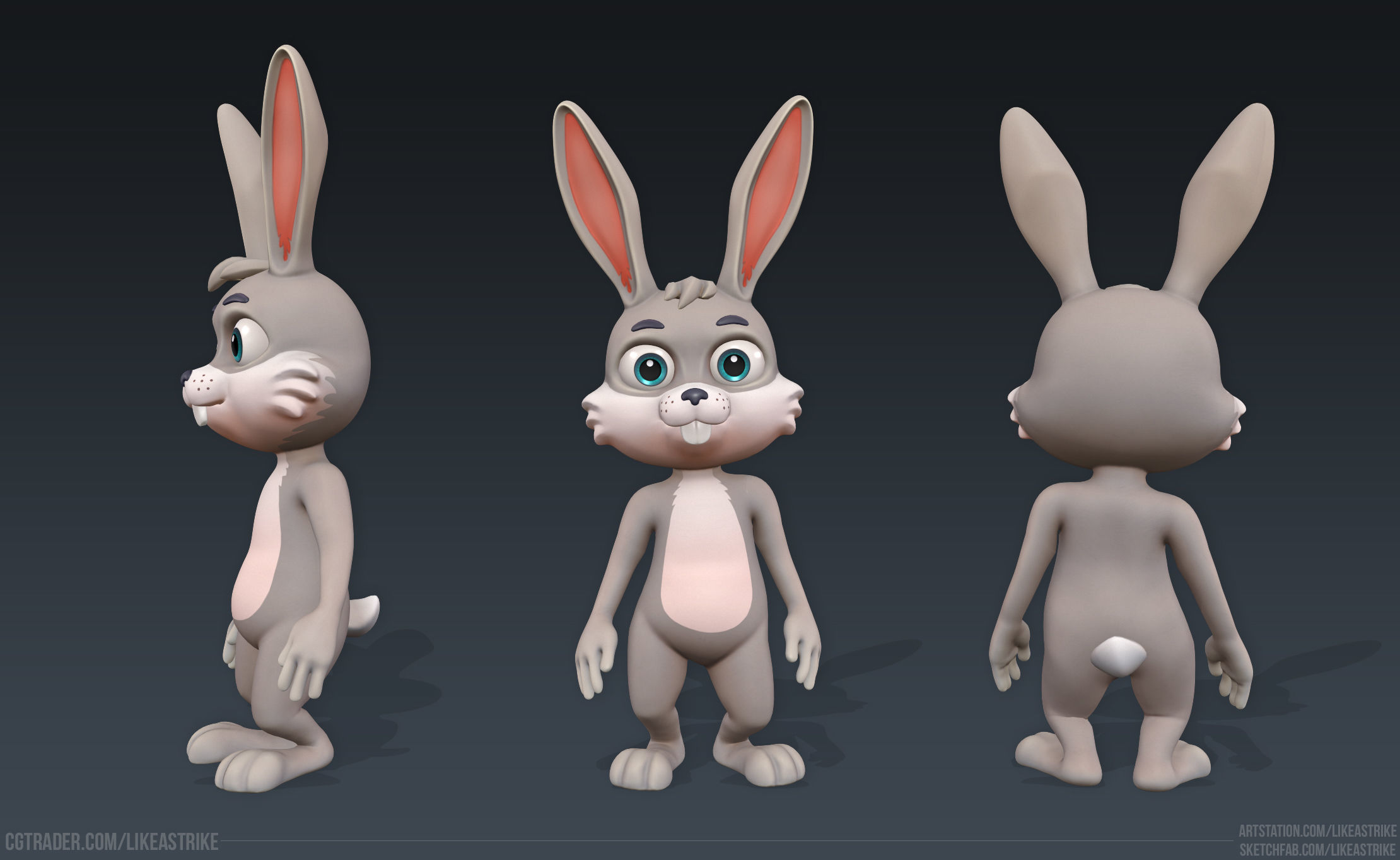 Bunny Modular  Rigged Animated Low-poly 3D model_6