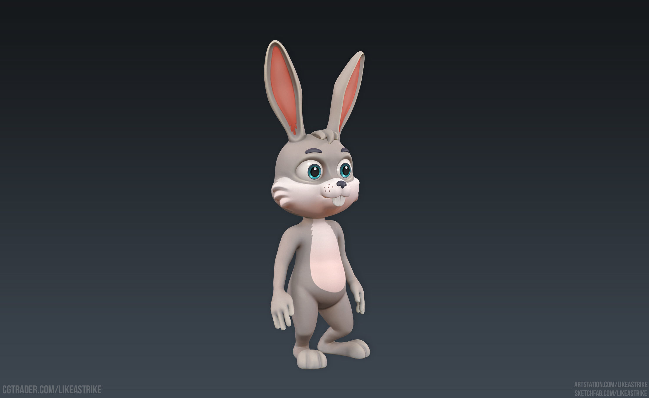 Bunny Modular  Rigged Animated Low-poly 3D model_22