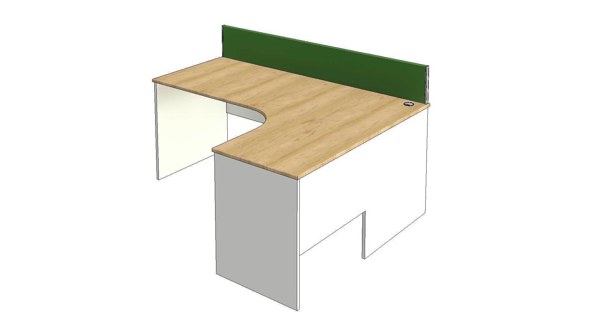 L Shaped Office Desk 3D model_1