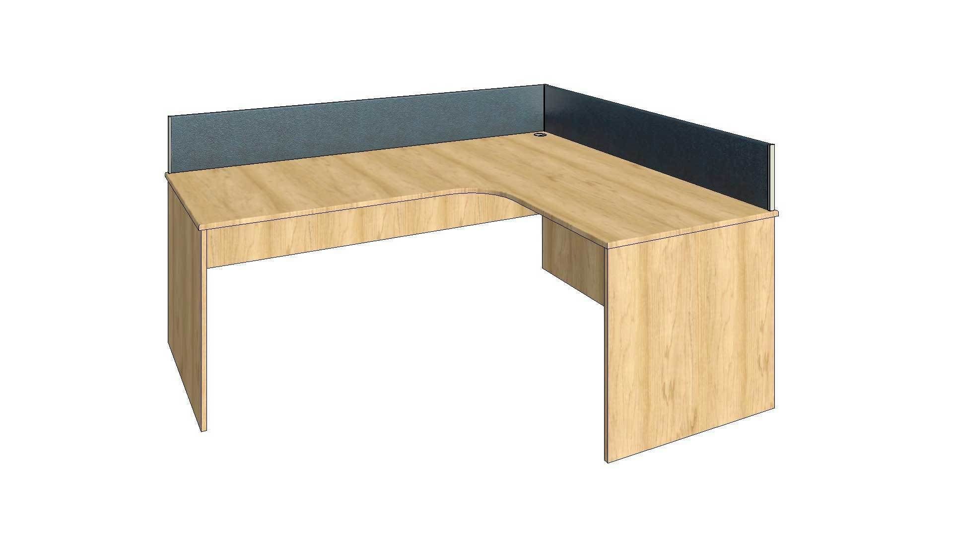 L Shaped Office Desk 3D model_2