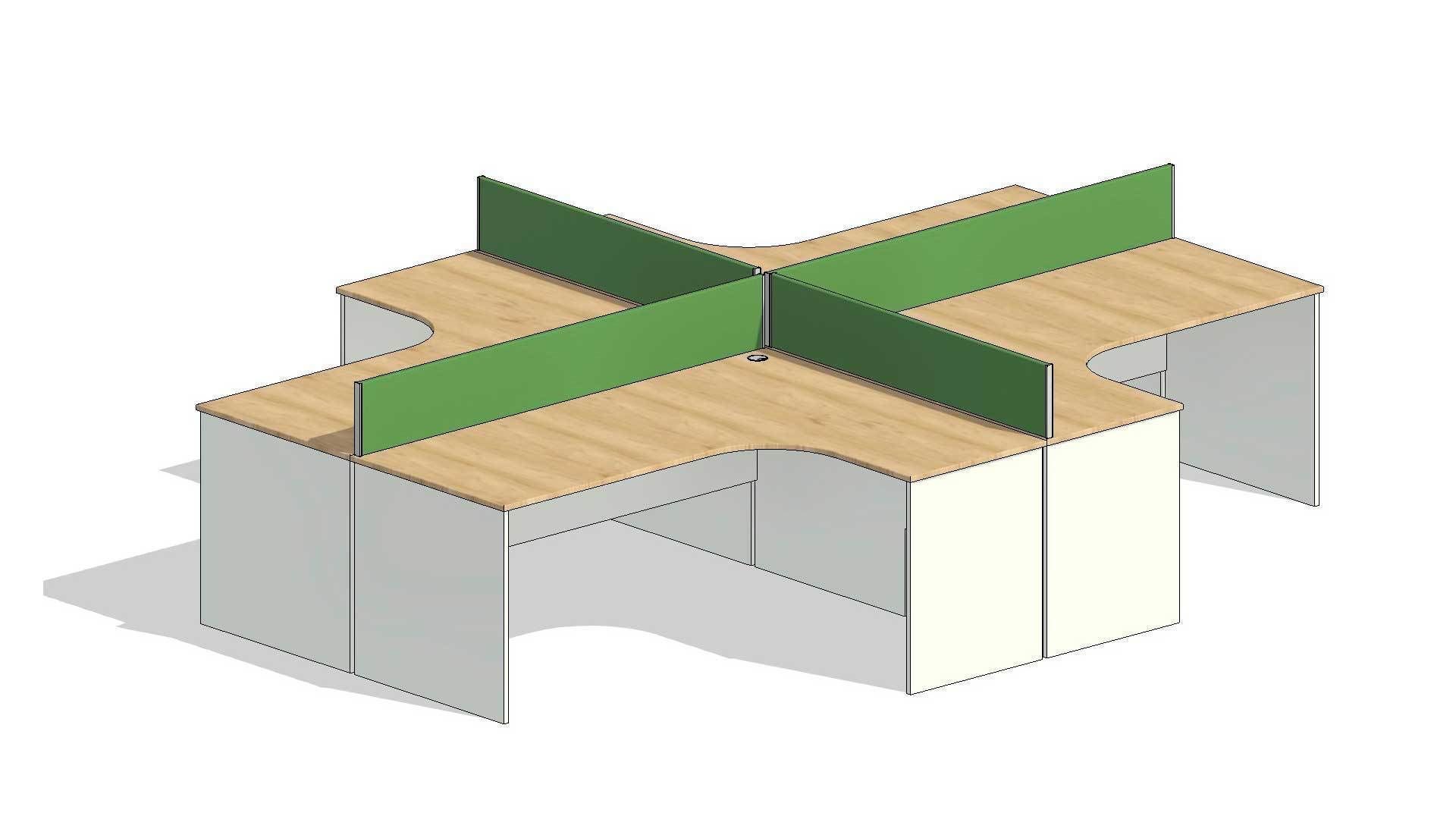 L Shaped Office Desk 3D model_4