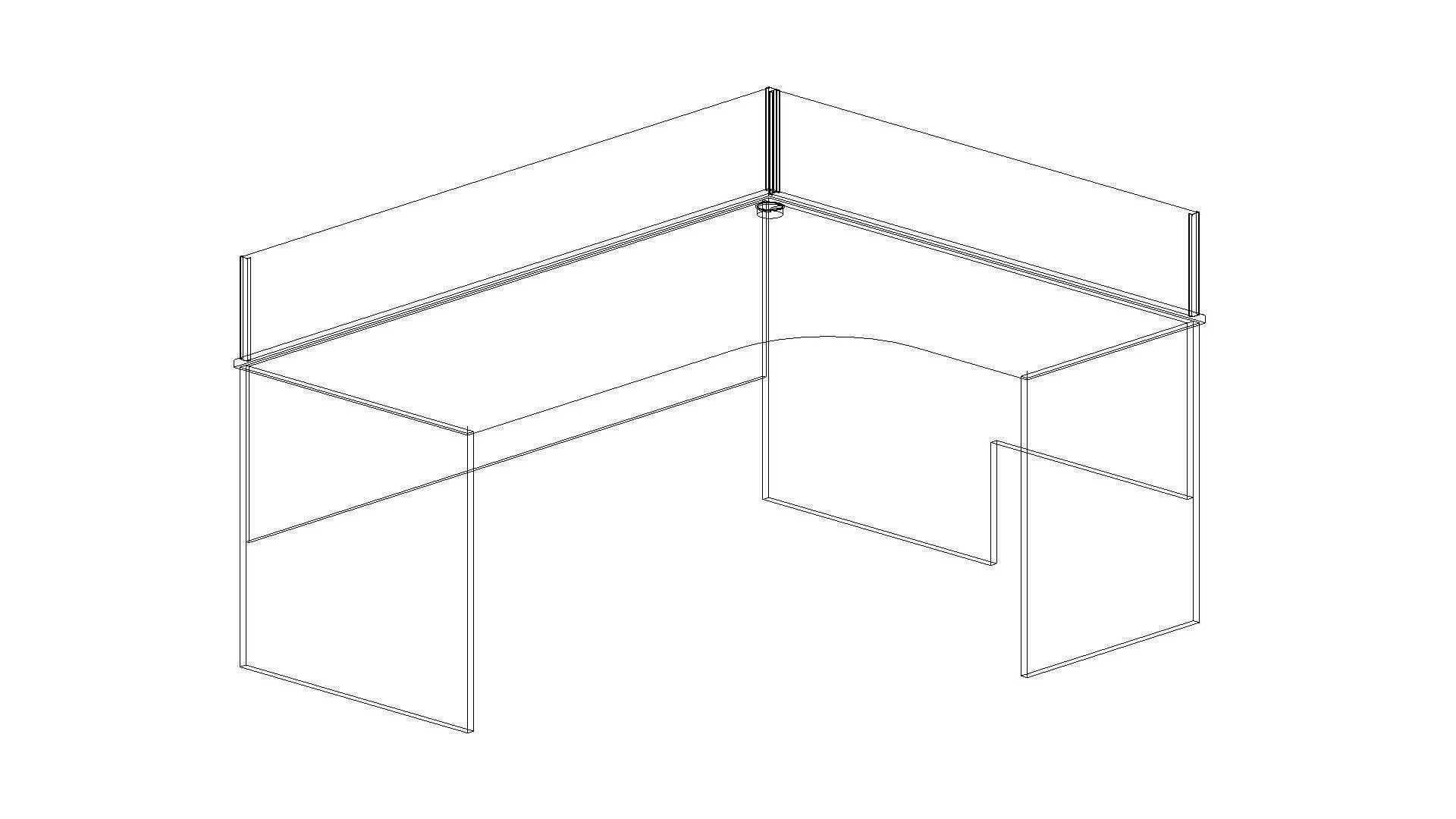 L Shaped Office Desk 3D model_6