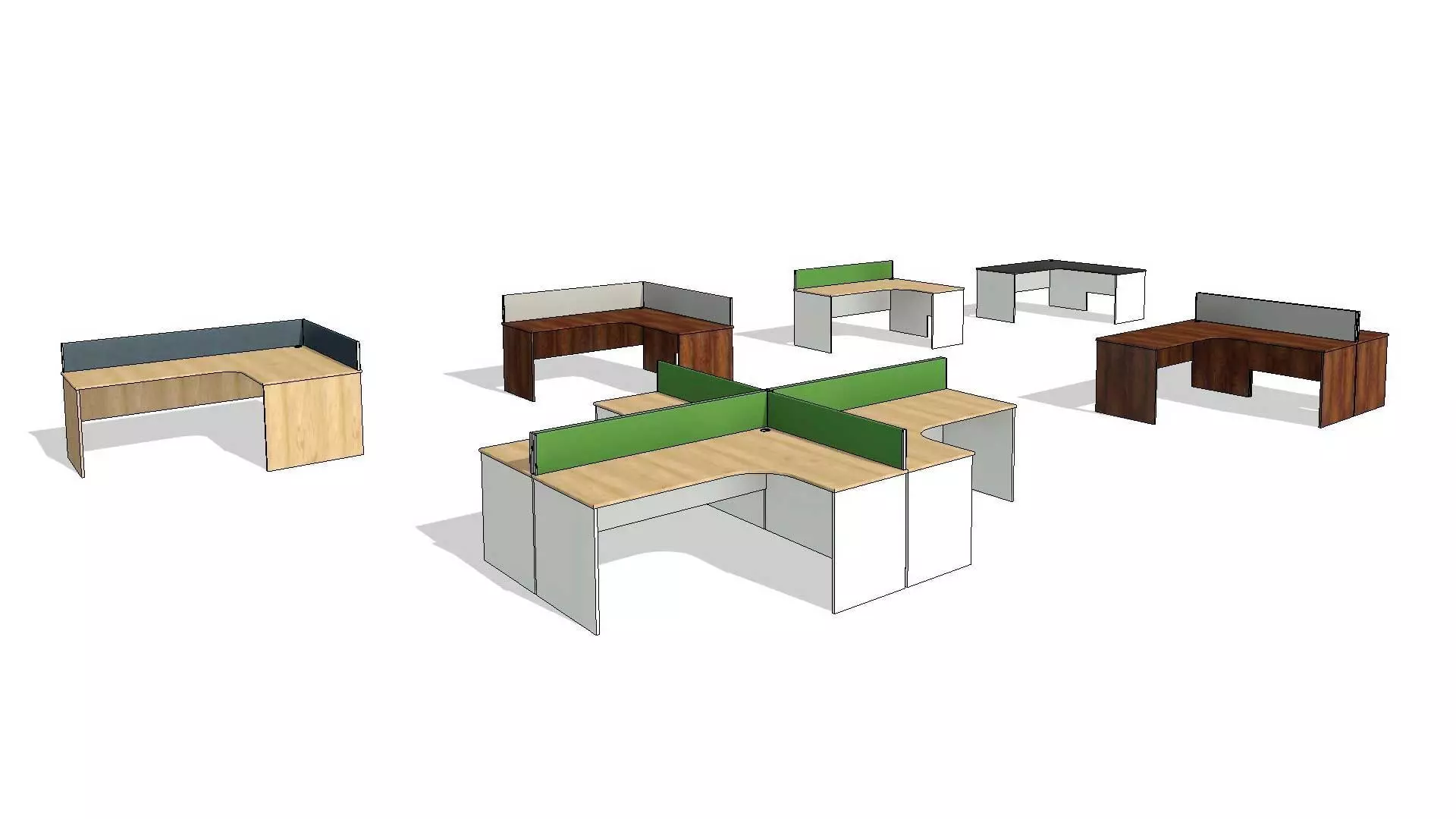 L Shaped Office Desk 3D model_0