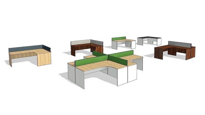 L Shaped Office Desk 3D model