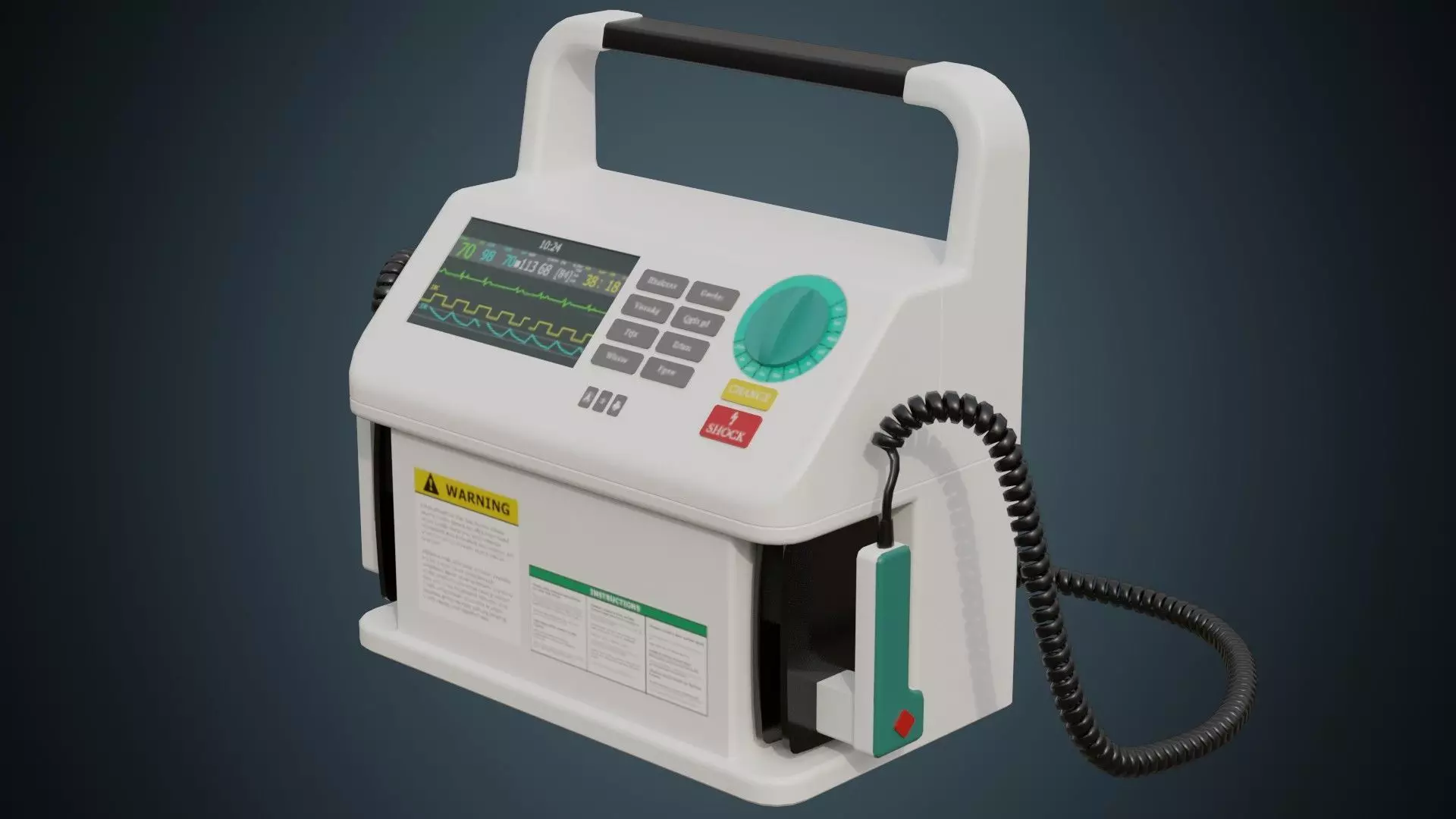 Defibrillator 1A Low-poly 3D model_0