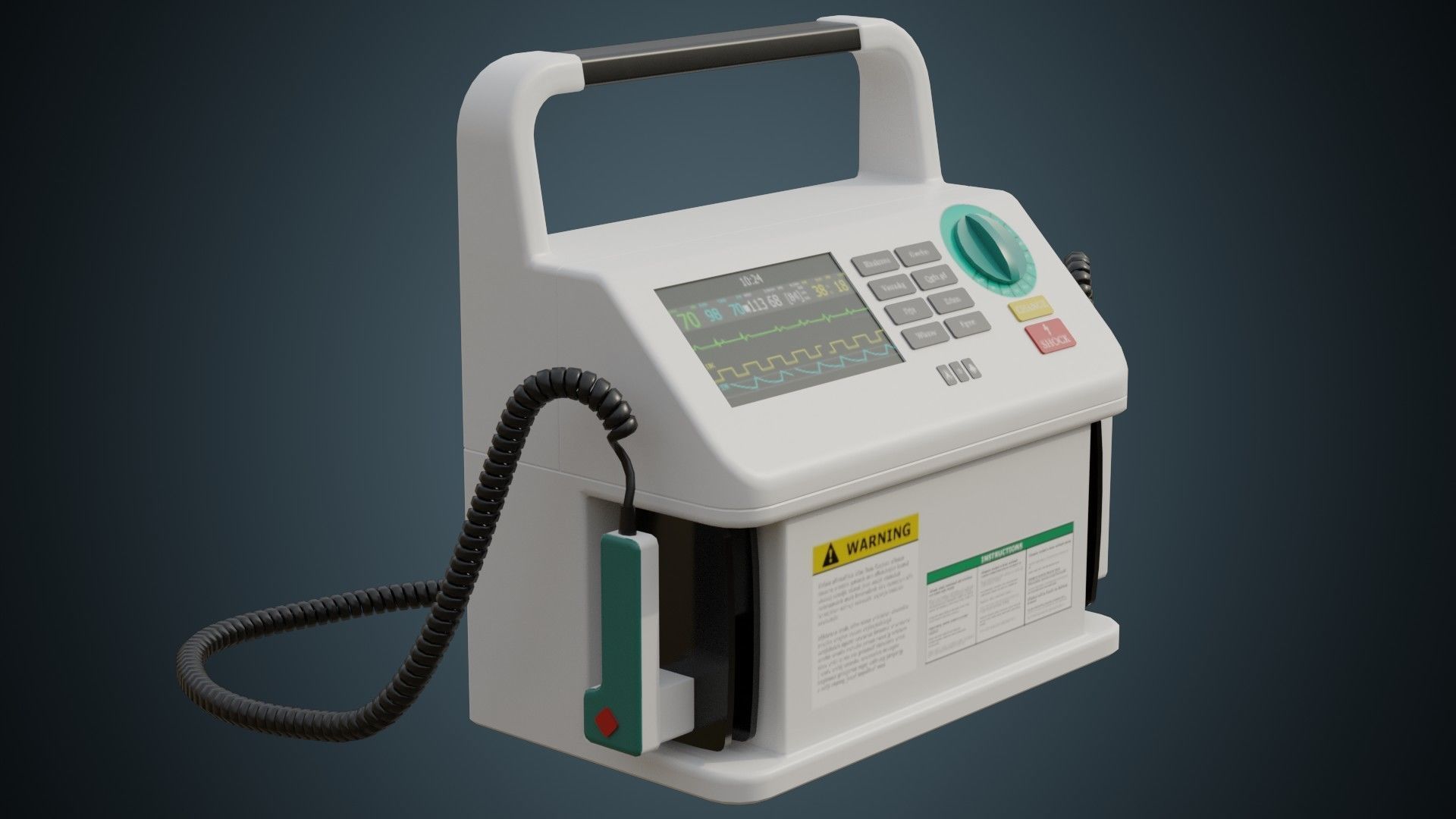 Defibrillator 1A Low-poly 3D model_1
