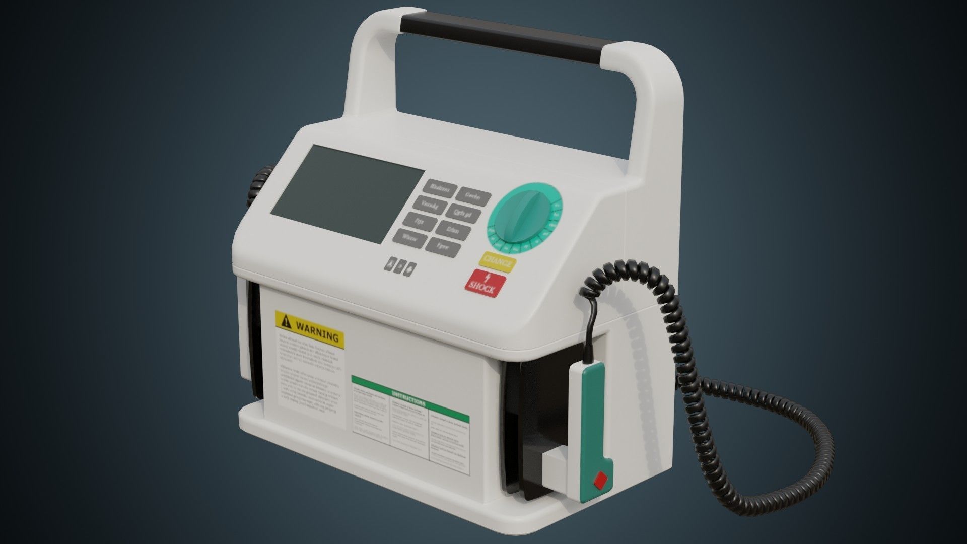 Defibrillator 1A Low-poly 3D model_5