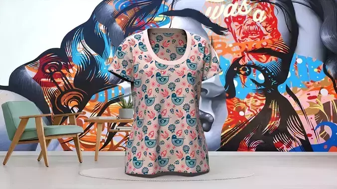 Cotton Heritage Knit Short Sleeve Scoop Neck 3D model