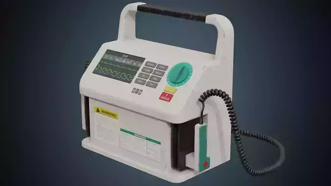 Defibrillator 1B Low-poly 3D model