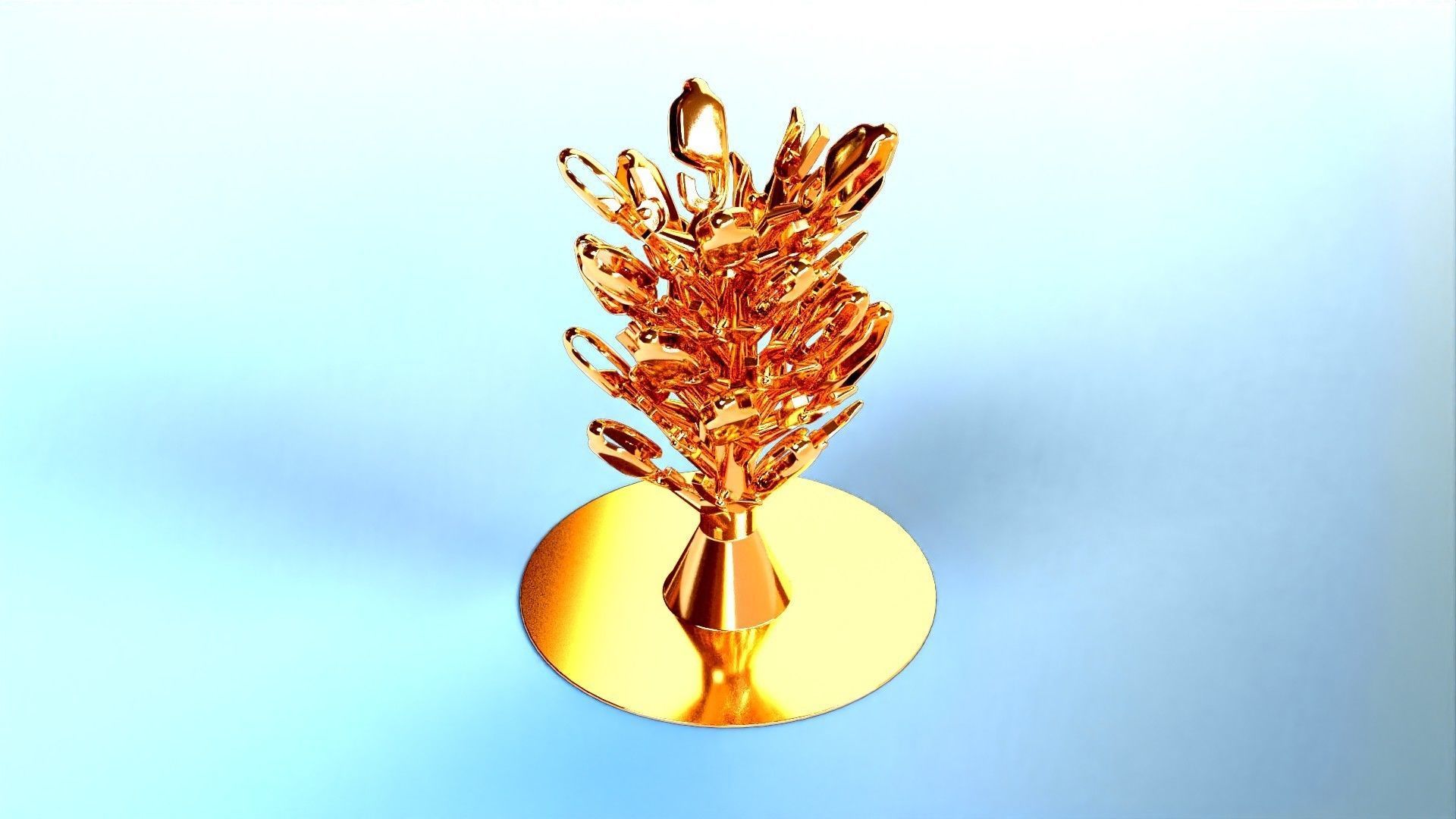 Chain clasp tree model for jewelry casting 3D print model_6