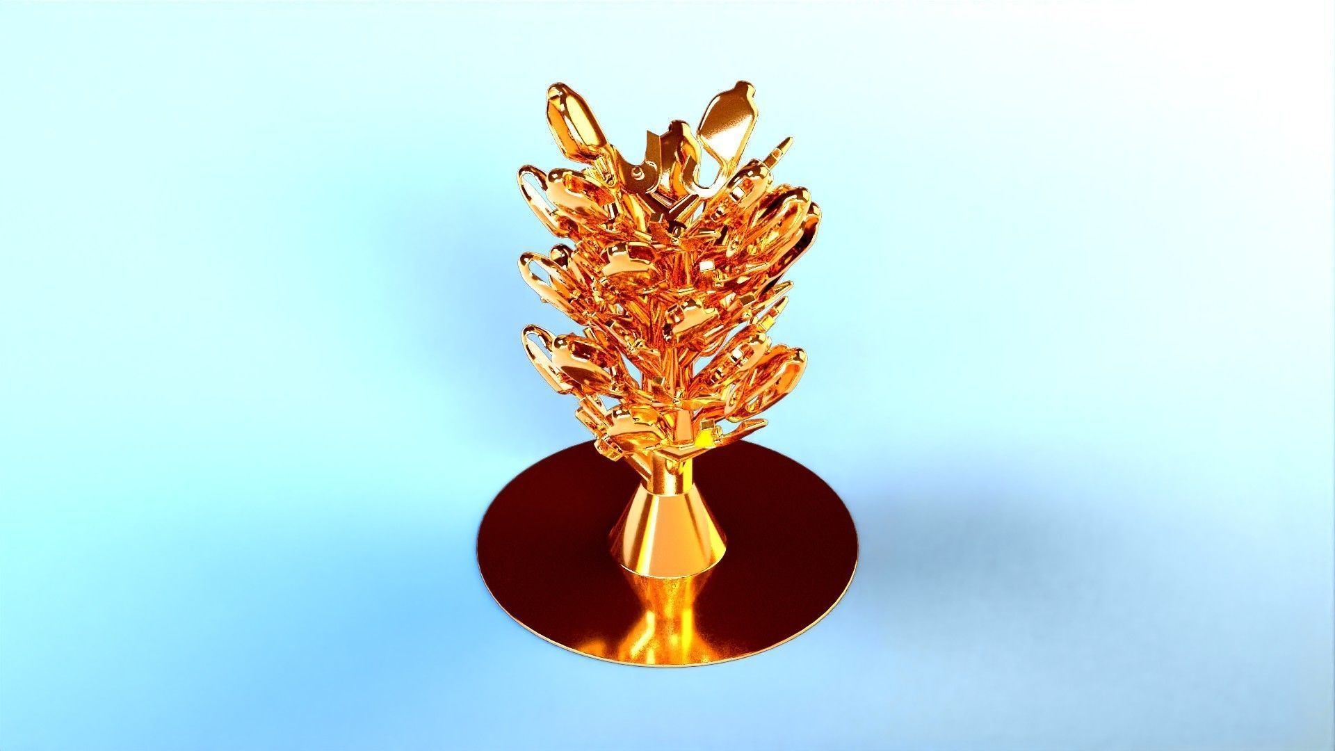 Chain clasp tree model for jewelry casting 3D print model_7