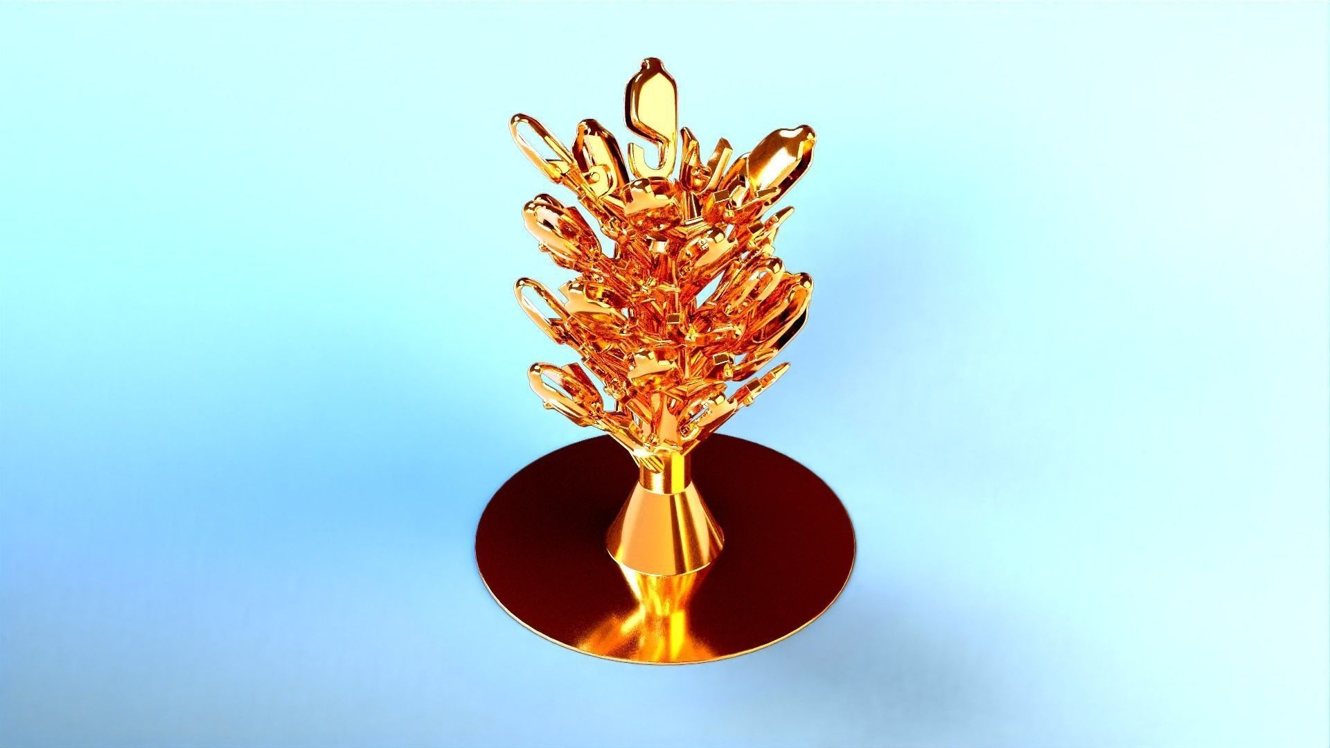 Chain clasp tree model for jewelry casting 3D print model_8