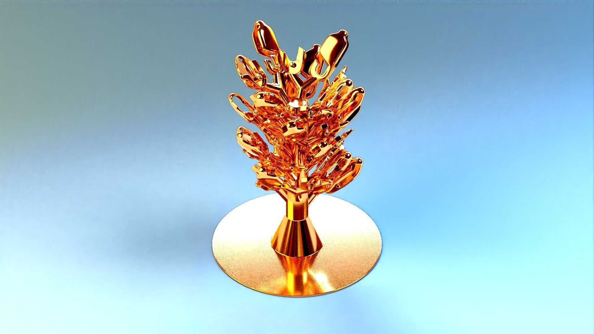 Chain clasp tree model for jewelry casting 3D print model_3