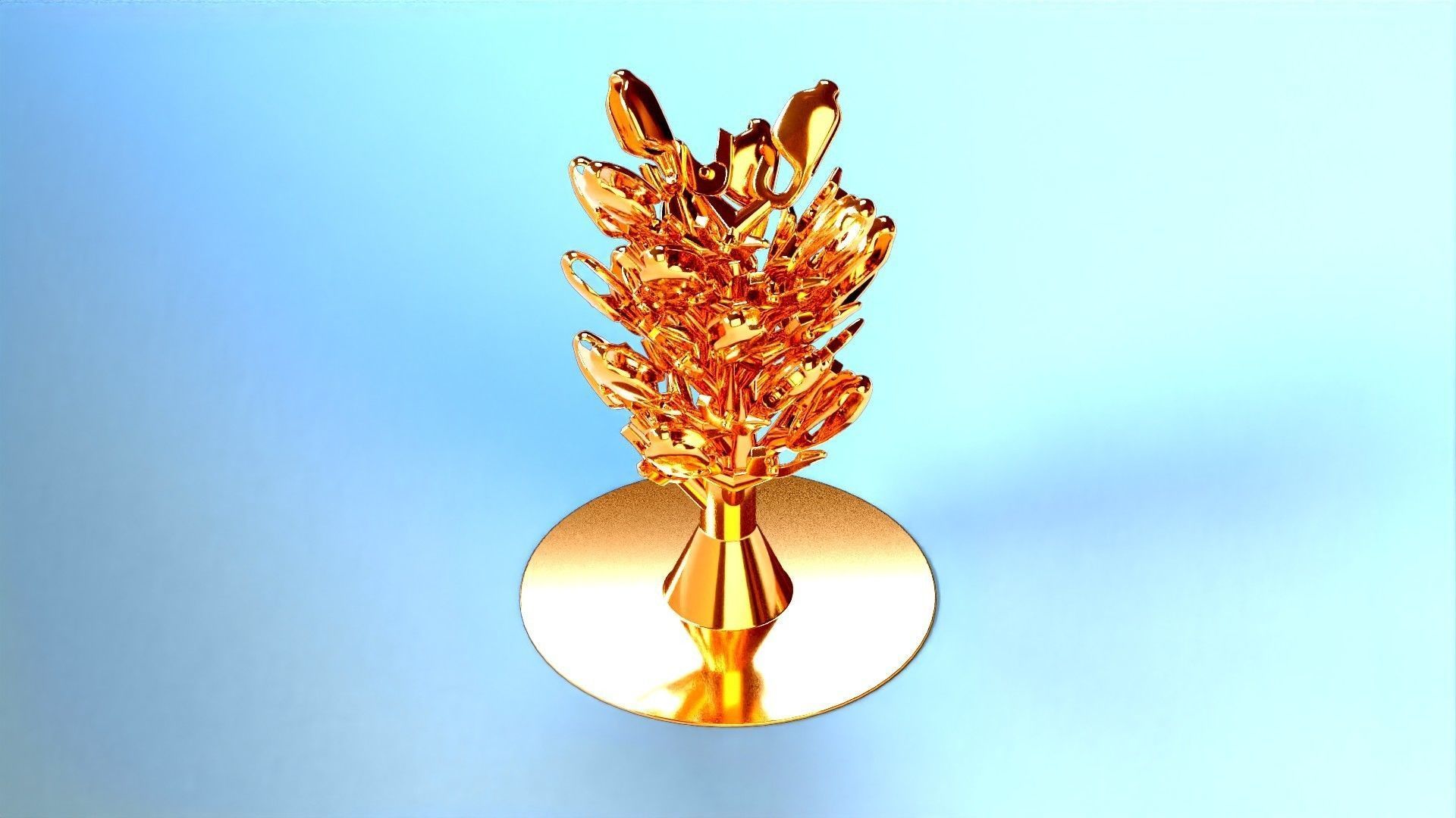 Chain clasp tree model for jewelry casting 3D print model_9