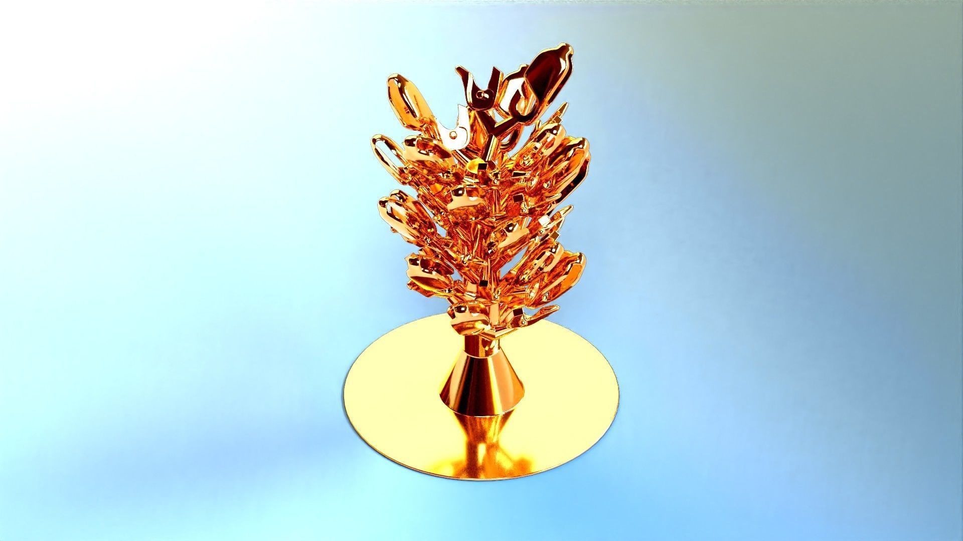 Chain clasp tree model for jewelry casting 3D print model_5