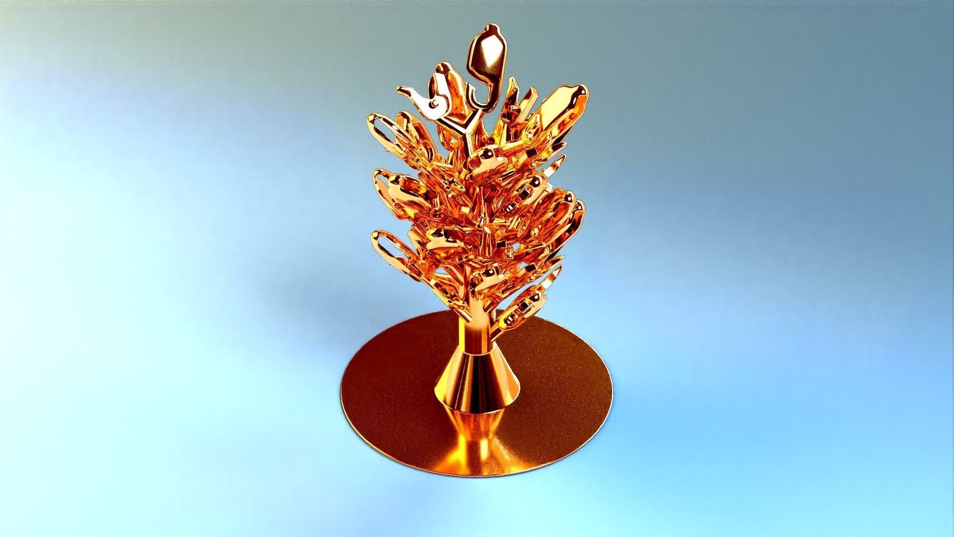 Chain clasp tree model for jewelry casting 3D print model_4