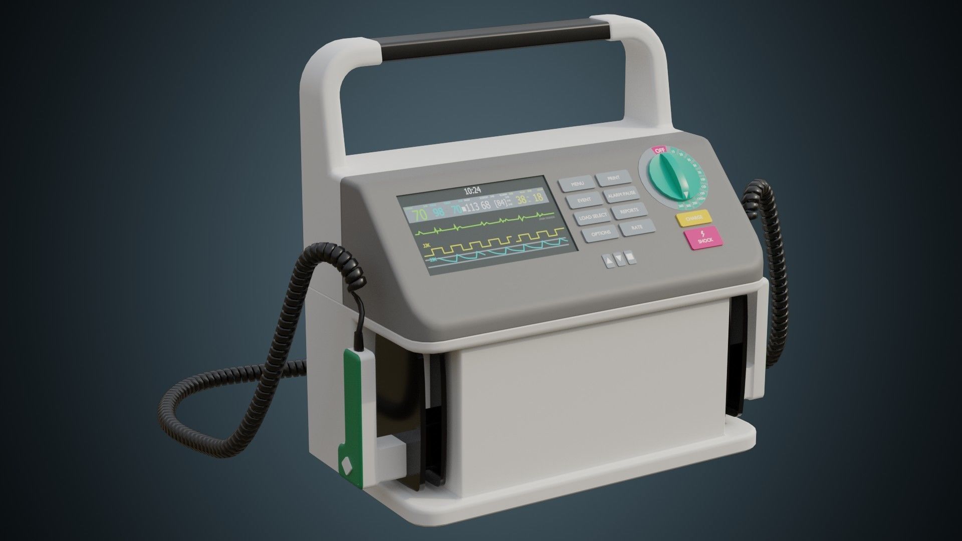 Defibrillator 1 Basic Low-poly 3D model_1