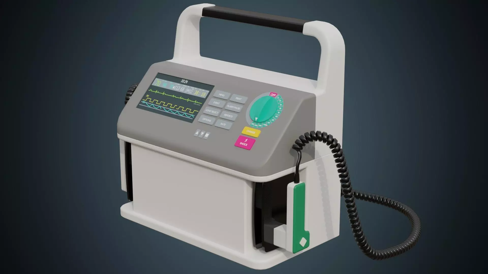 Defibrillator 1 Basic Low-poly 3D model_0