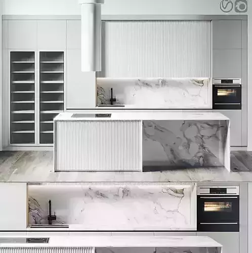 Kitchen Set with cabinets and marble counter tops