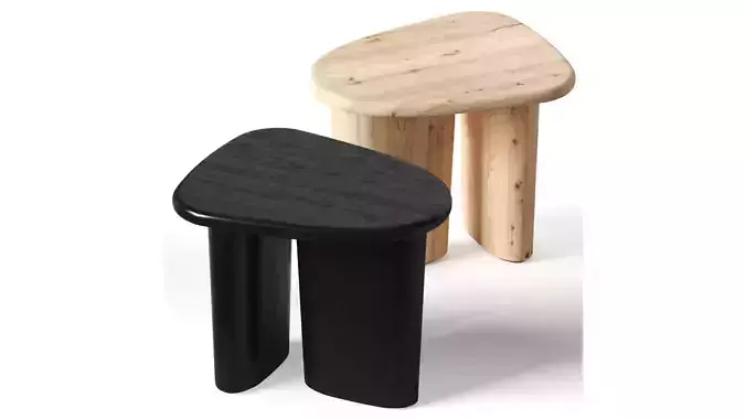 Kalle Sculptural Oak Side Table by ANTHROPOLOGIE 3D model