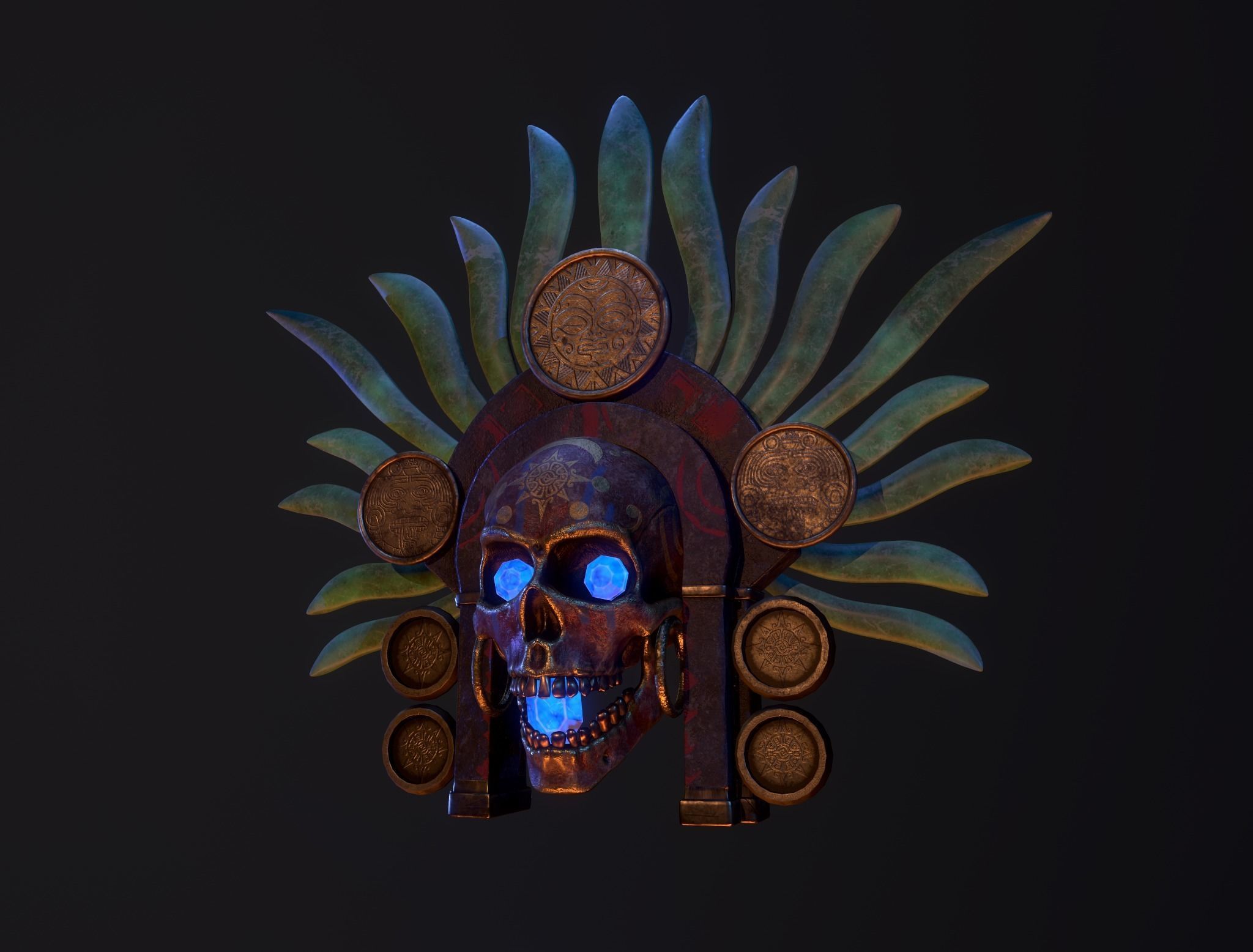 skull aztec 3D model_2