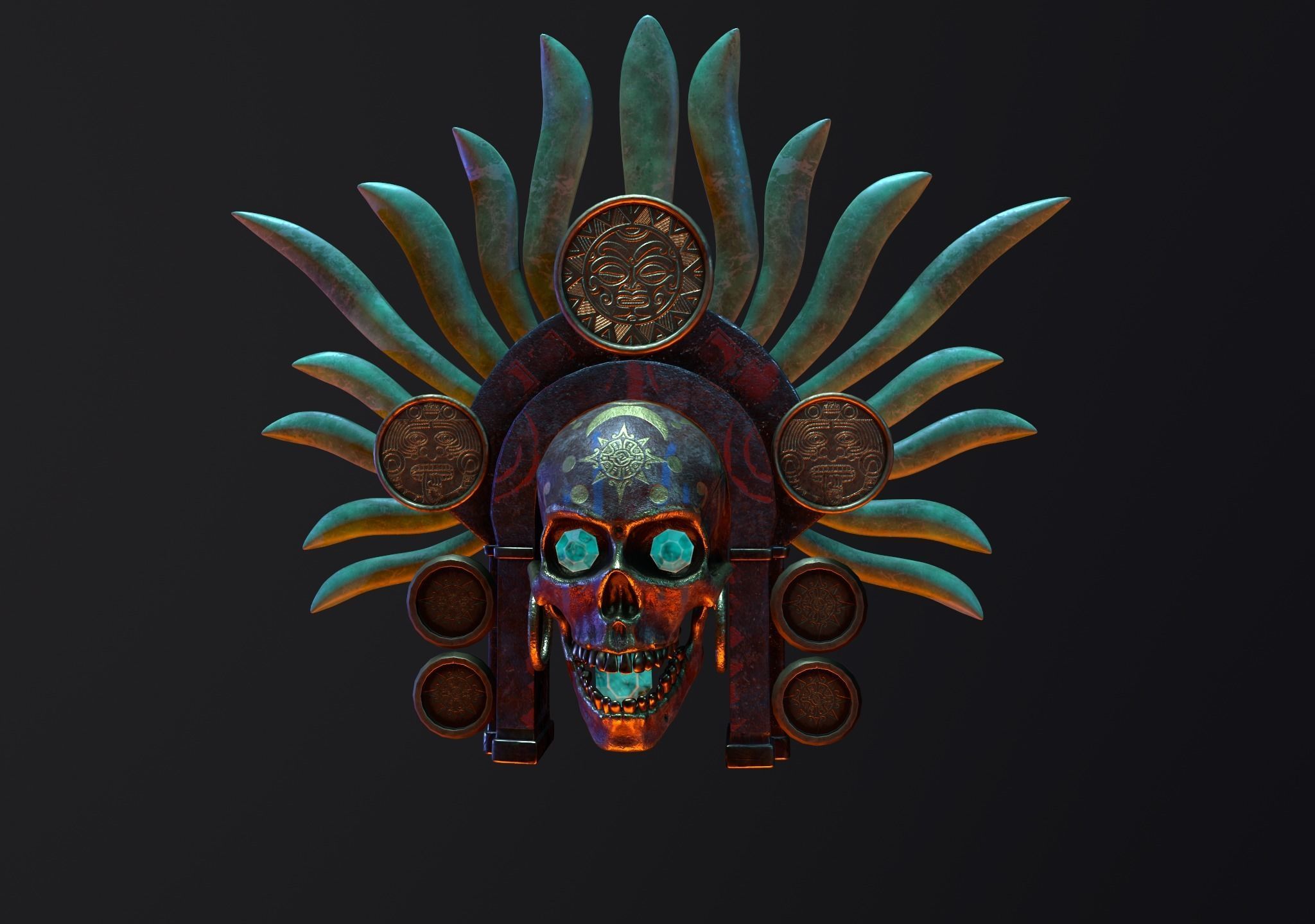 skull aztec 3D model_1