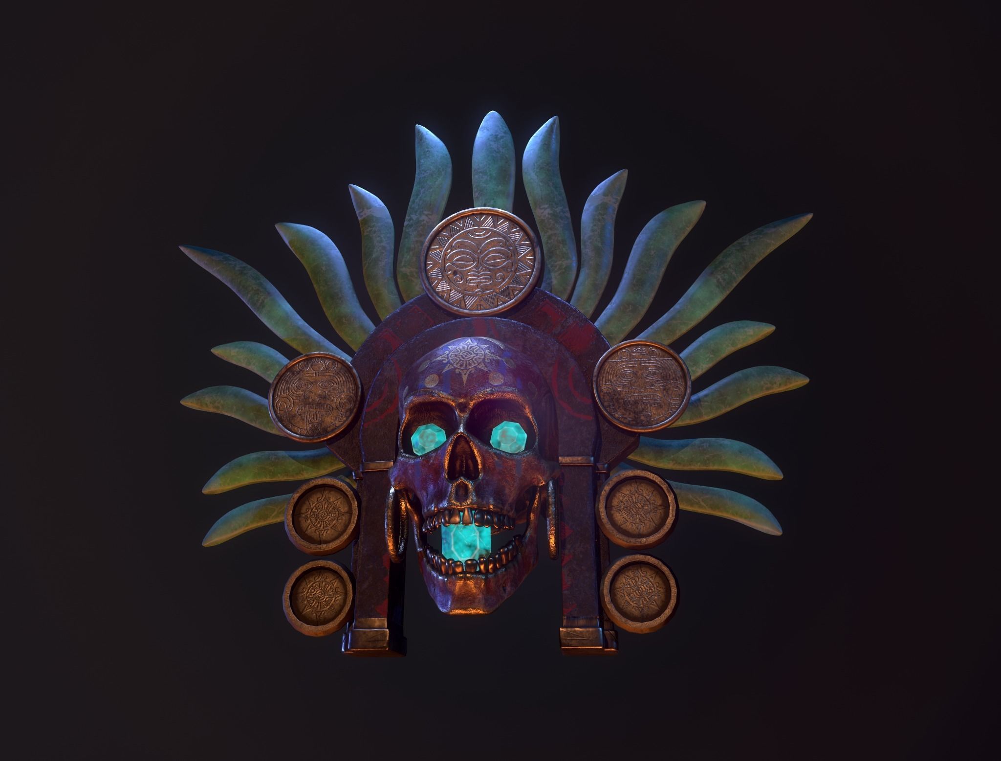 skull aztec 3D model_3