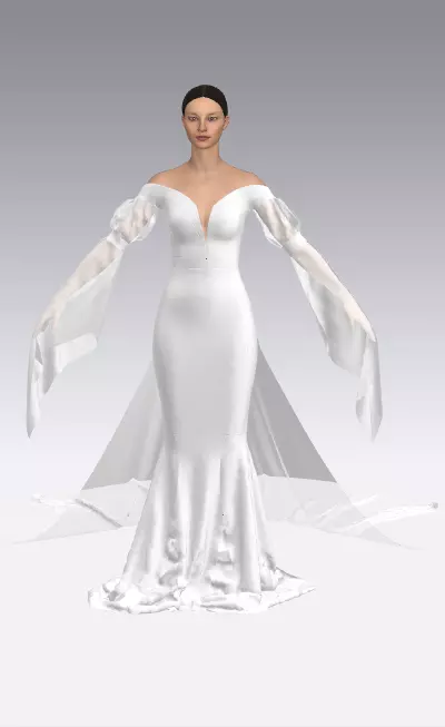 Wedding dress fish tail detail belts watermelon slevee Low-poly 3D model