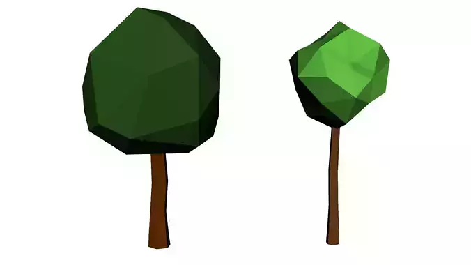 Low poly tree two polygonal trees