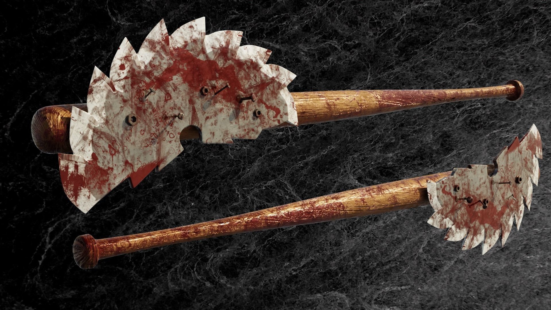 POST APOCALYPTIC MELEE WEAPON BAT BLOODY VARIANT Low-poly 3D model_1