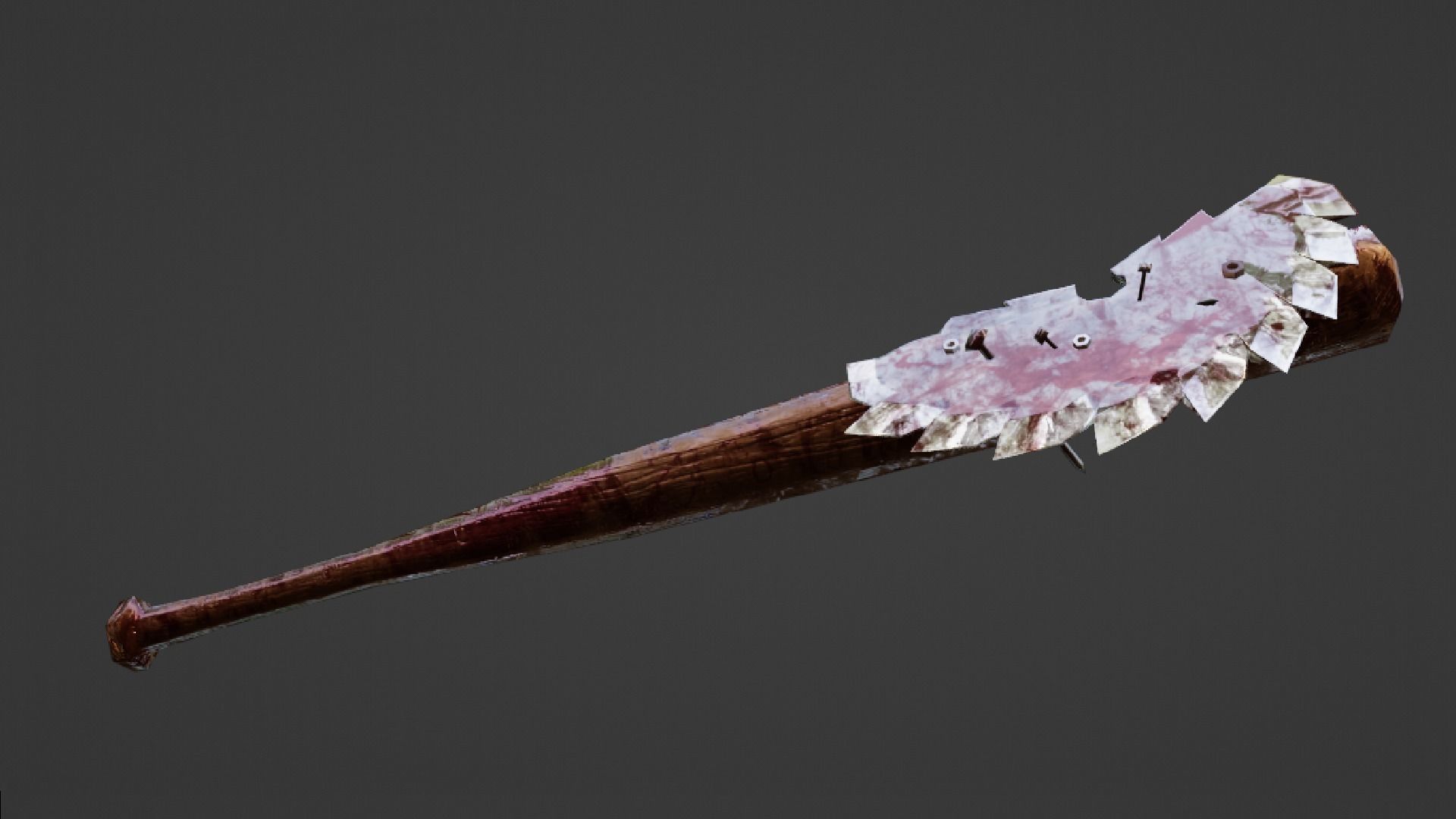 POST APOCALYPTIC MELEE WEAPON BAT BLOODY VARIANT Low-poly 3D model_6