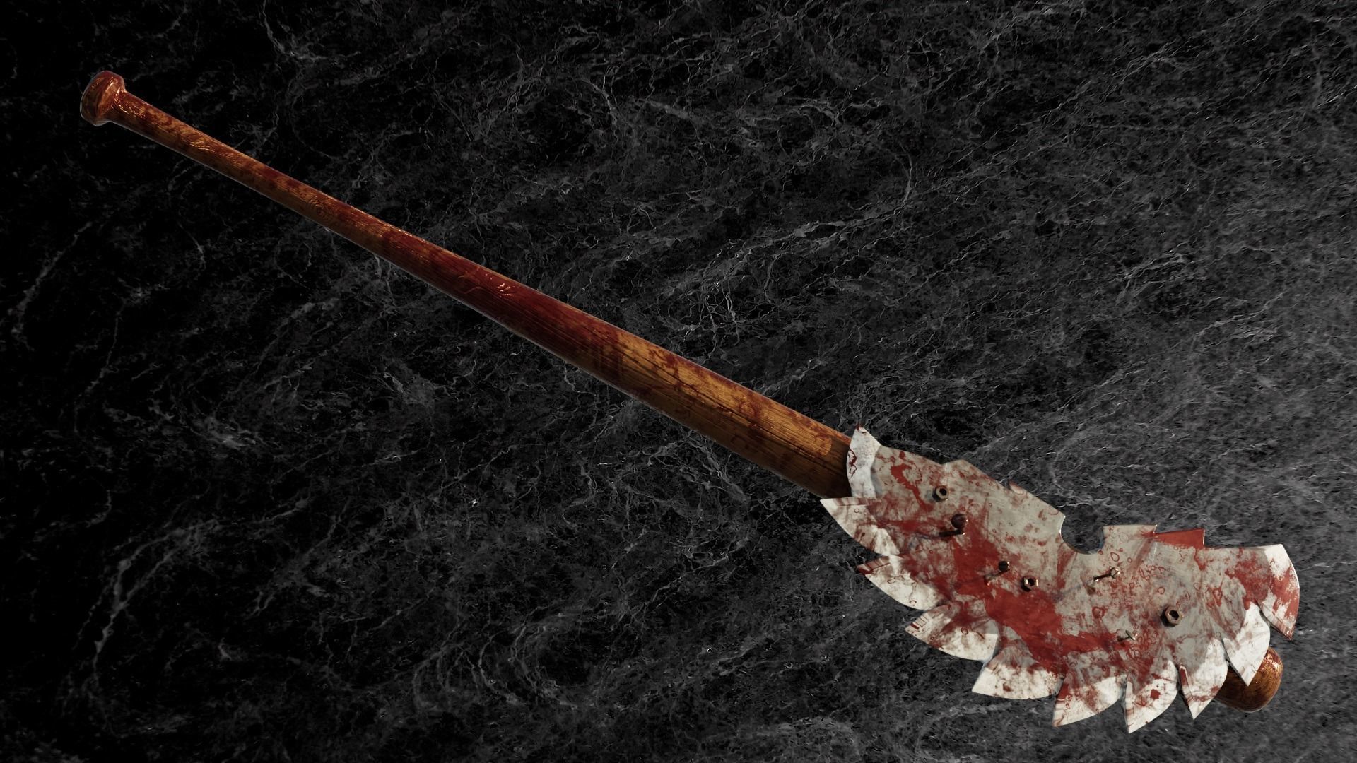 POST APOCALYPTIC MELEE WEAPON BAT BLOODY VARIANT Low-poly 3D model_4