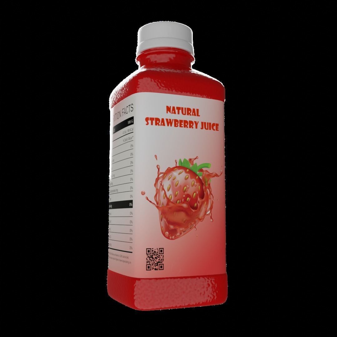 Strawberry Juice Bottle 3D model_2