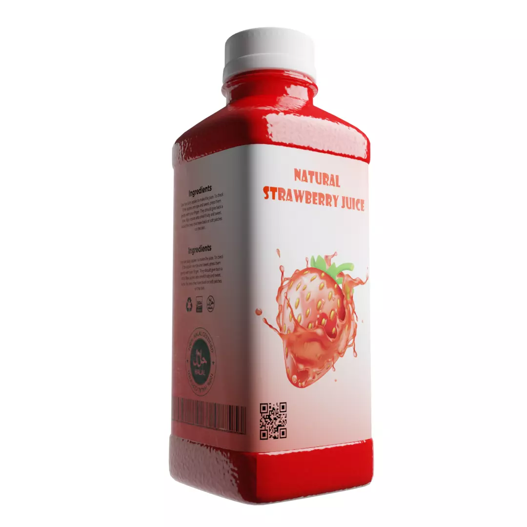 Strawberry Juice Bottle 3D model_0