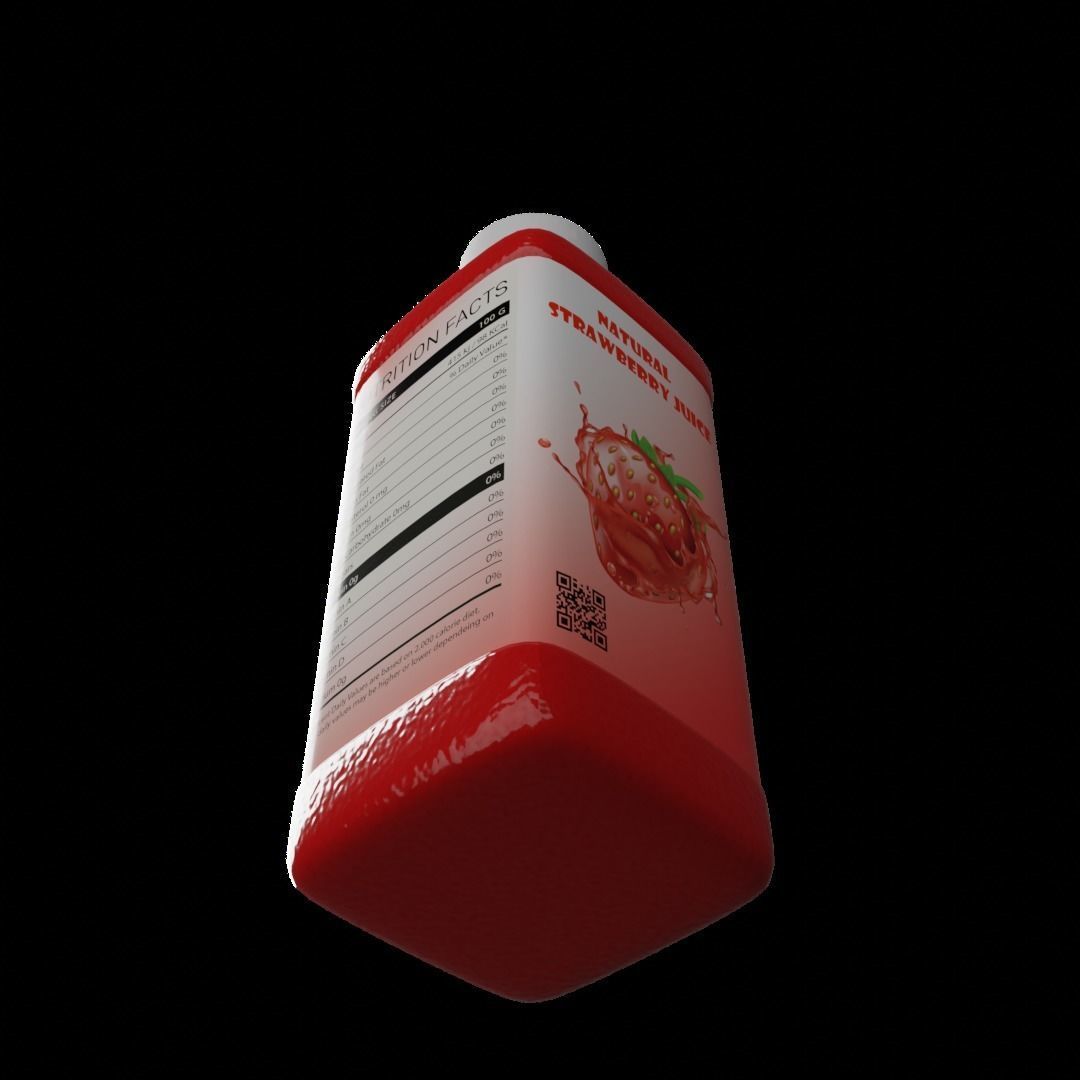 Strawberry Juice Bottle 3D model_3