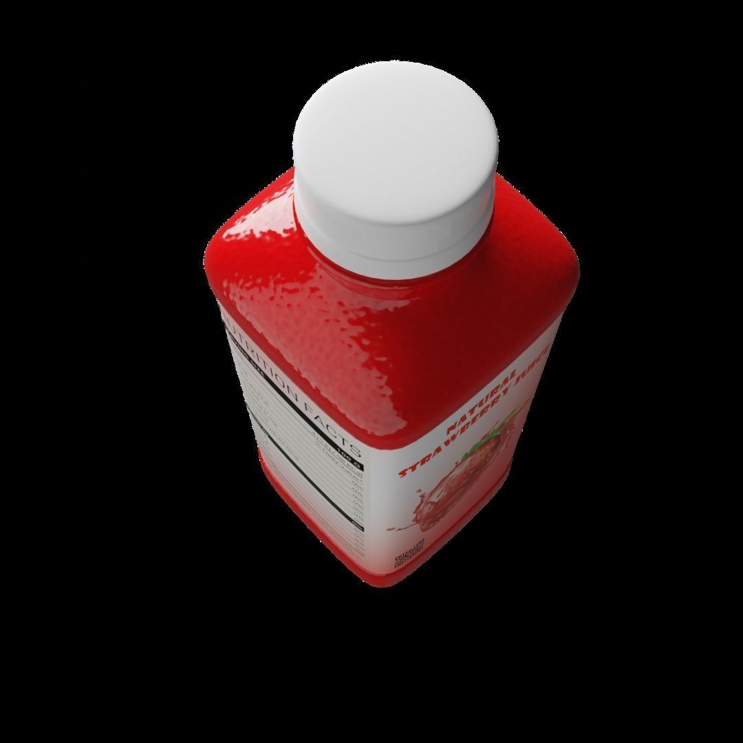 Strawberry Juice Bottle 3D model_8