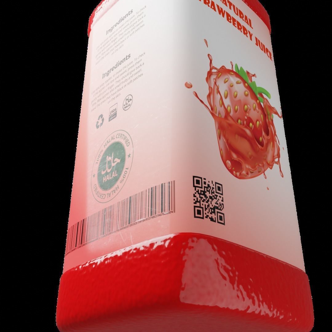 Strawberry Juice Bottle 3D model_5
