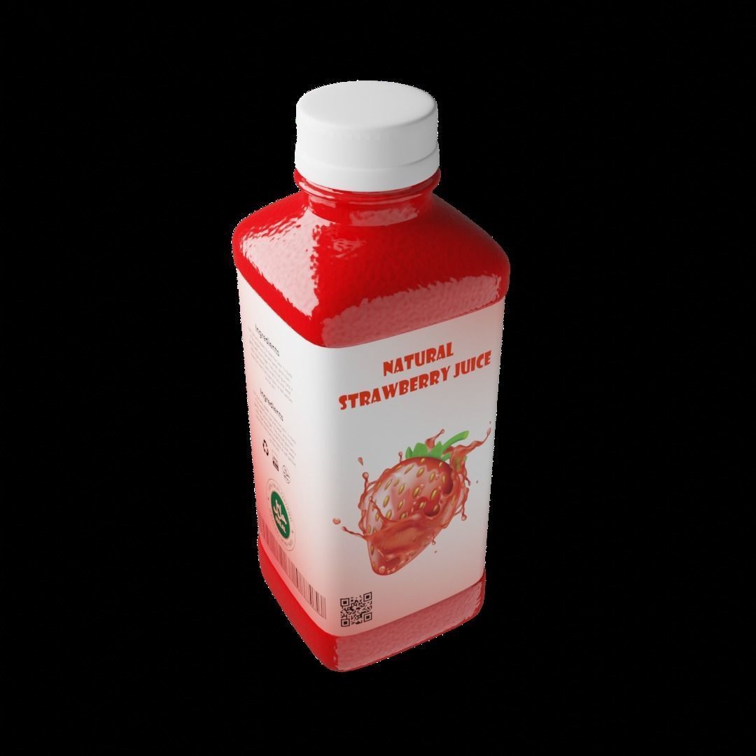 Strawberry Juice Bottle 3D model_1