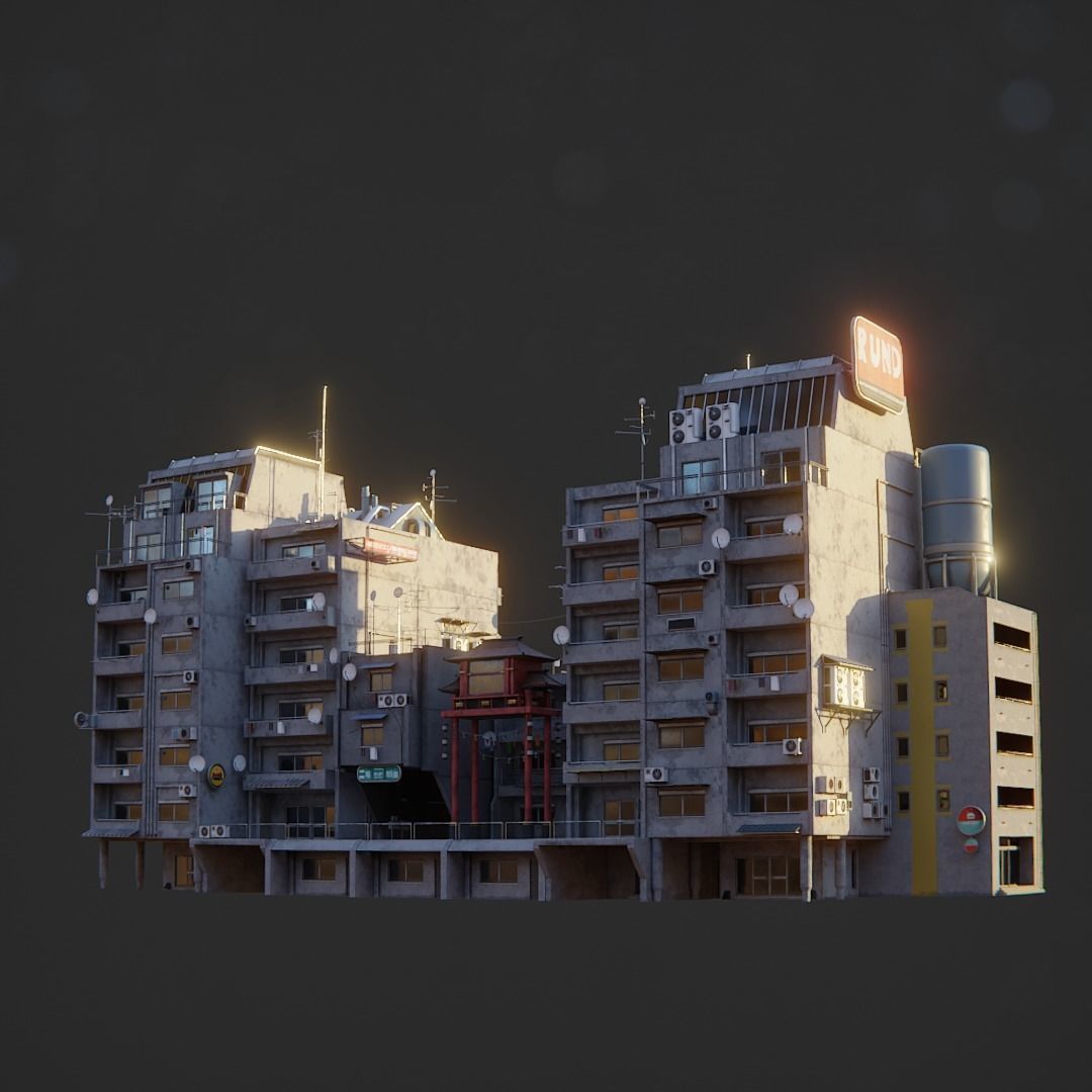 3D model Dystopian Cyberpunk Suburb City VR / AR / low-poly | CGTrader