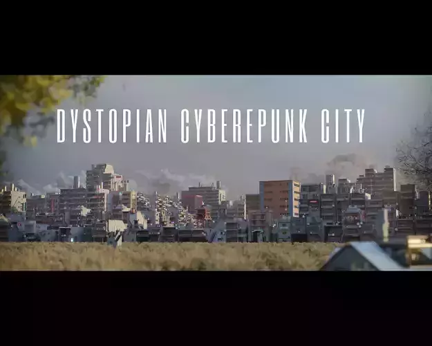 Dystopian Cyberpunk Suburb City Low-poly 3D model