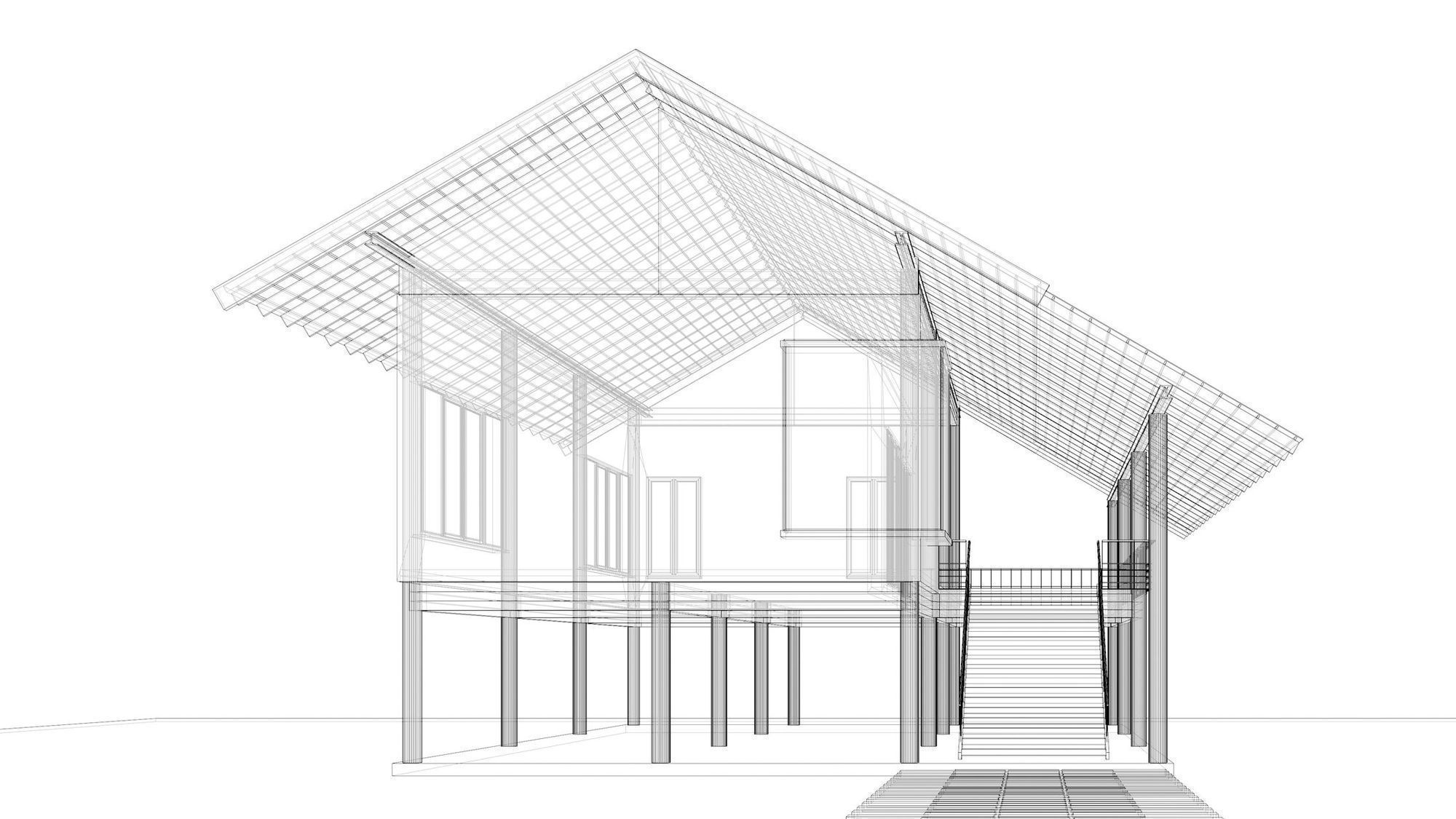 Tropical house with terrace 3D model_24